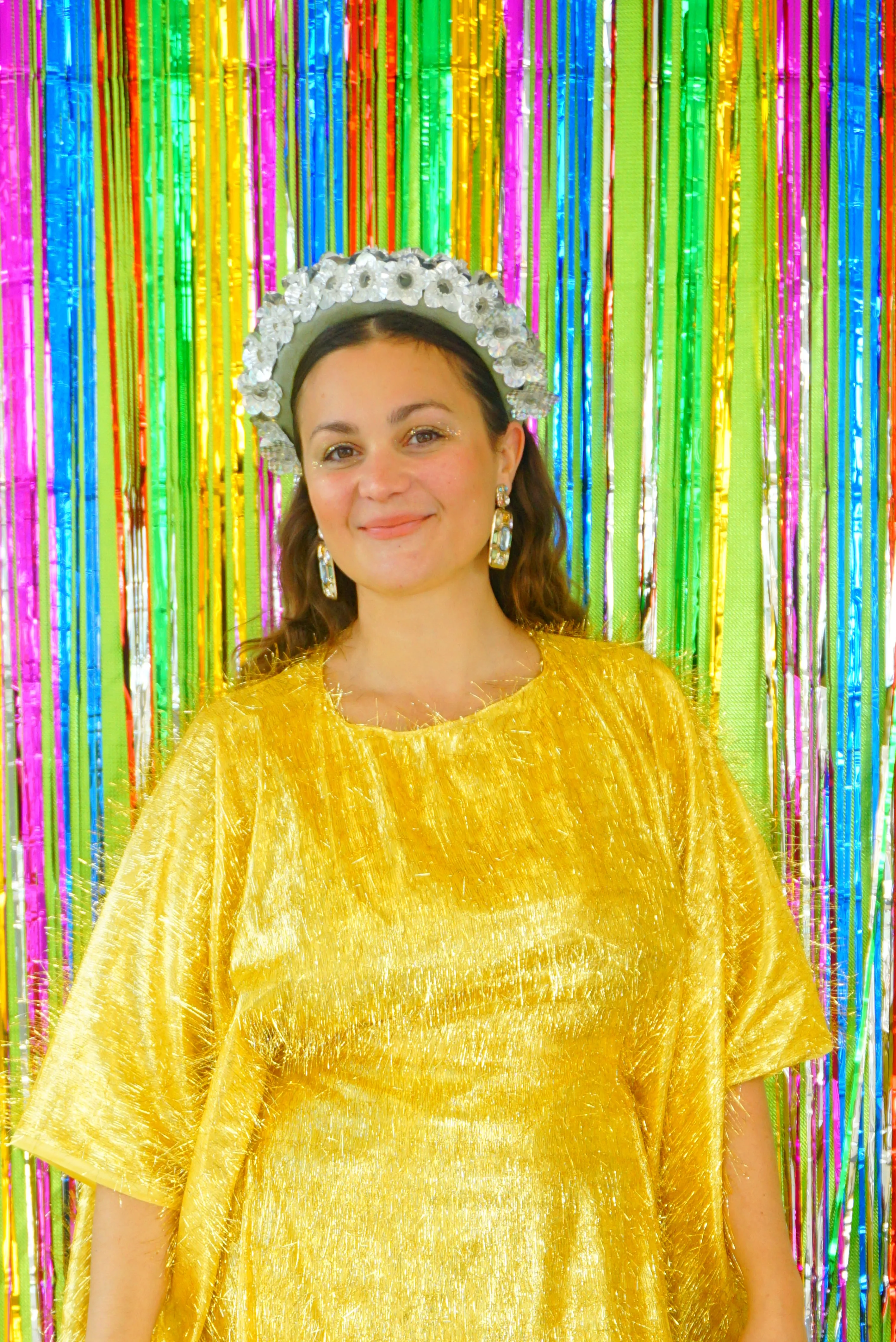 Sparkles Tinsel Hair Mini Kaftan Party Gold