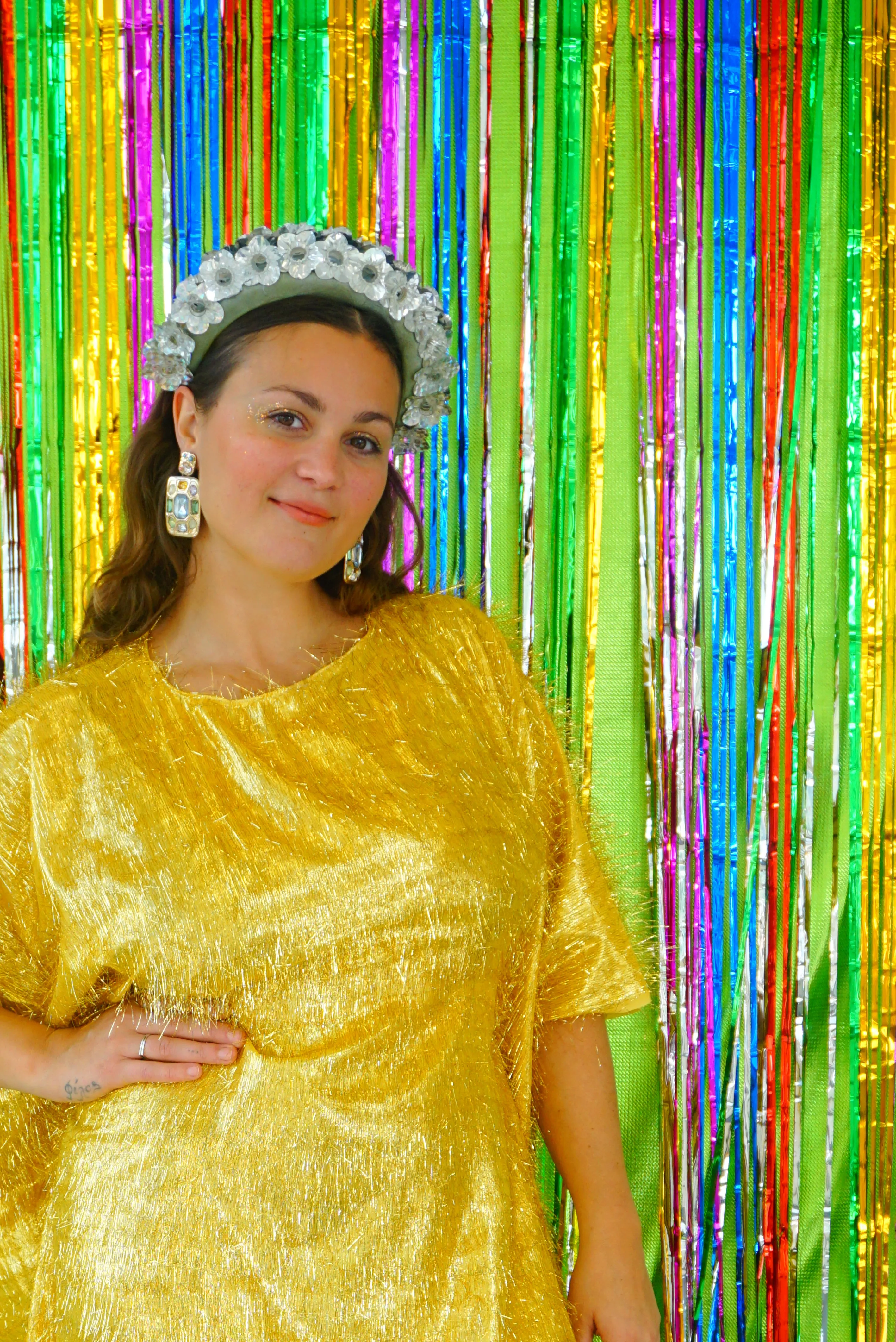 Sparkles Tinsel Hair Mini Kaftan Party Gold