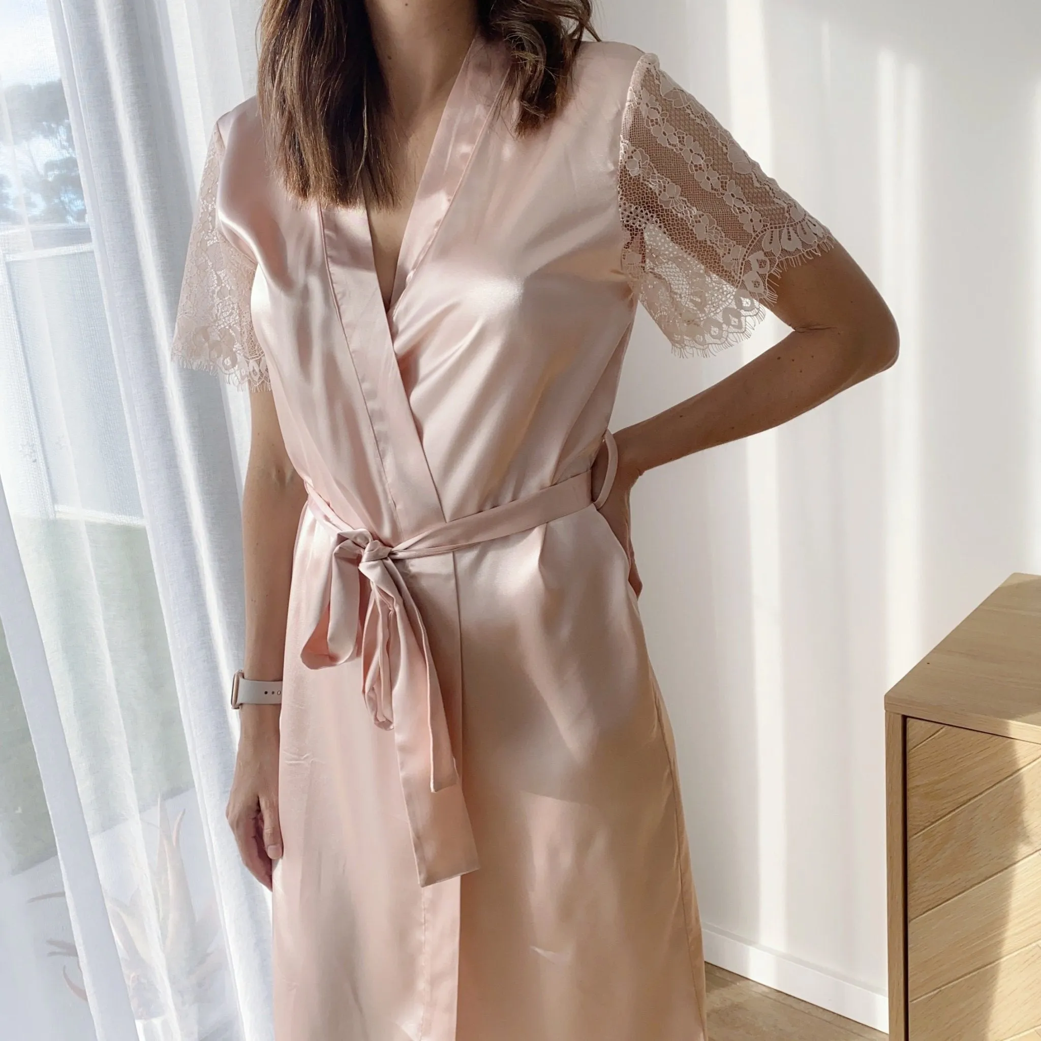 Tessa Satin Robe (Dusty Pink)