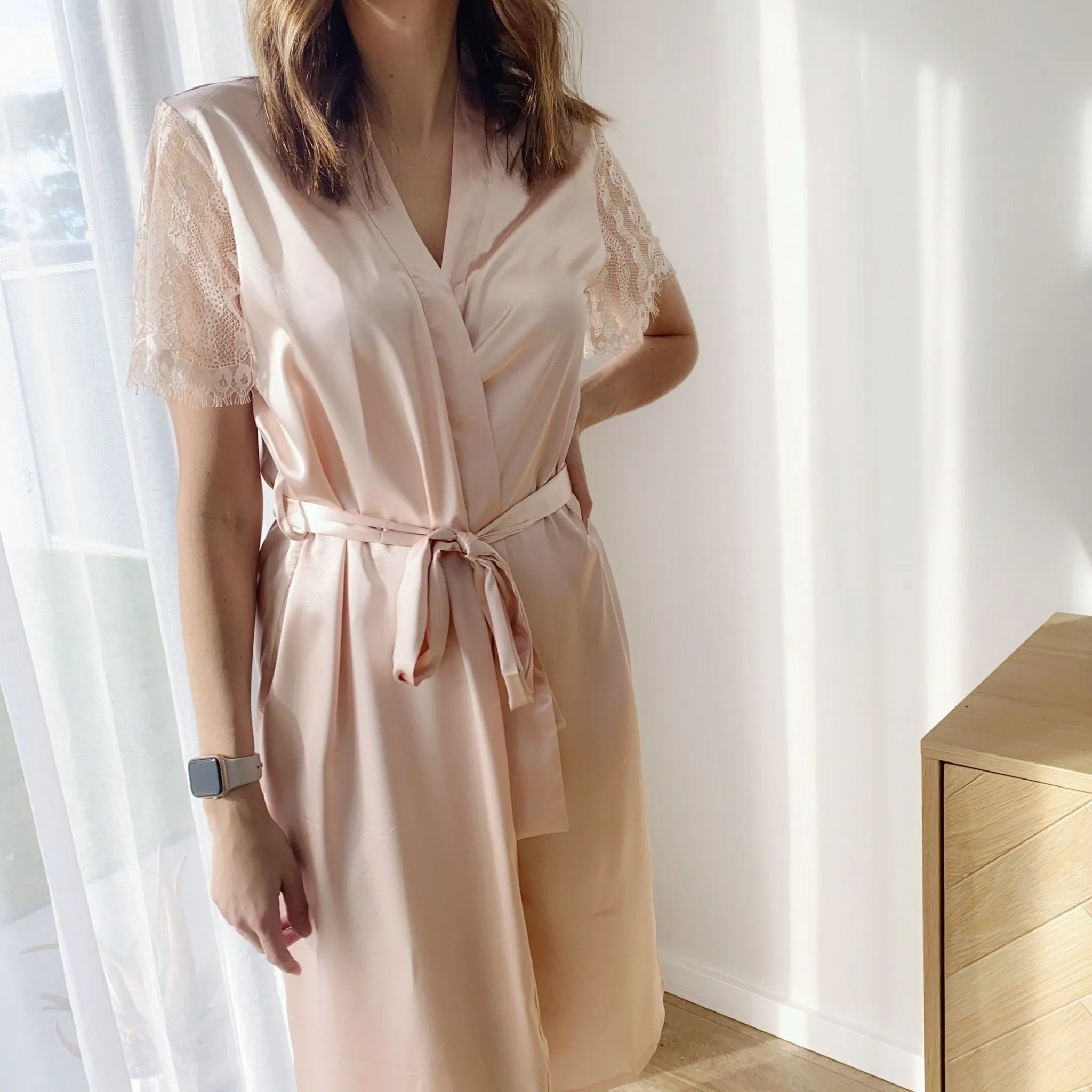 Tessa Satin Robe (Dusty Pink)