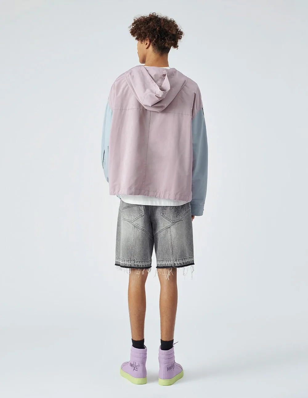 Unisex Hooded Colour-Block Sports Jacket
