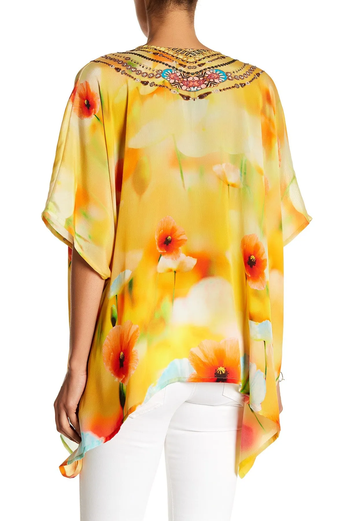 V-Neck Floral caftan Tops yellow