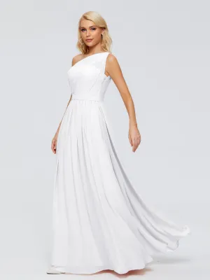 White Bridesmaid Dress Arabella One Shoulder Sash Bridesmaid Dresses