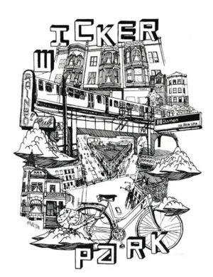 Wicker Park Chicago AP Silkscreen Print by Ian Ferguson- Hydeon