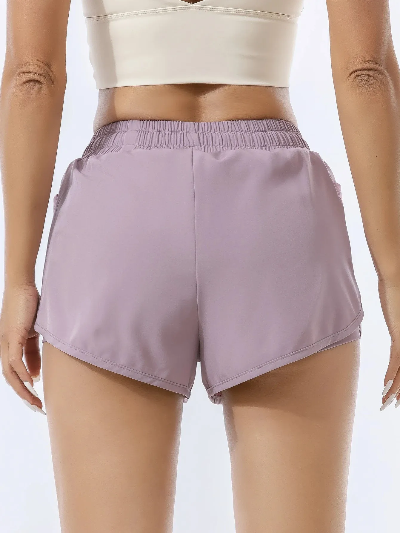 Women's Double Layered Quick-Dry Athletic Shorts, Anti-lighting Loose Fit for Outdoor Running and Fitness